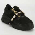 Black Nubuck Chunky Lace-up Sneakers by Truffle Collection