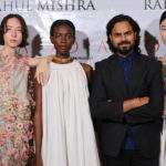 Rahul Mishra with models dressed in Zoya jewels and Rahul Mishra’s SS 2020 collection at Paris Fashion Week